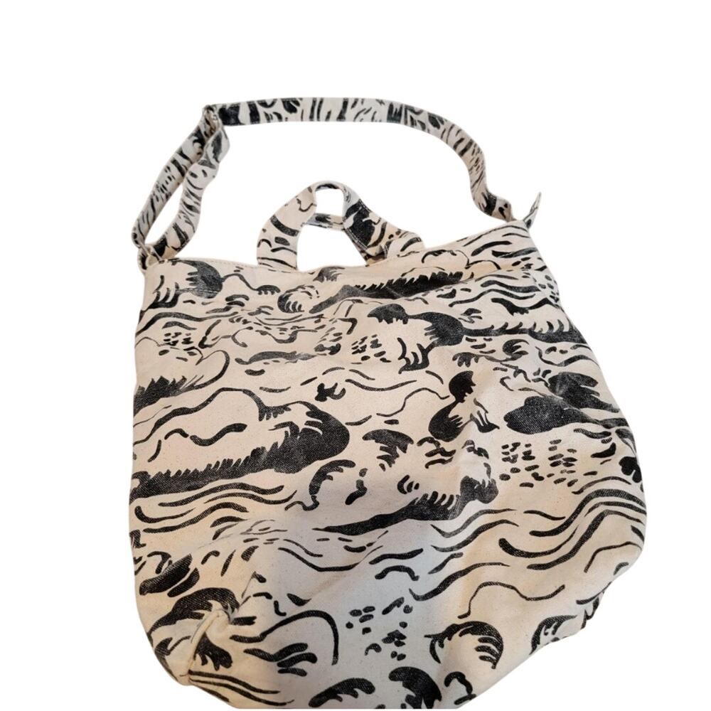 Baggu Cotton Duck Bag Tote Natural Cloud Black Waves Minimalist Collectible Rare - Picture 5 of 8